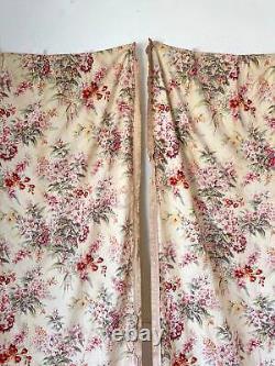 103x55 2 TWO 1930's SET Antique French printed drapes Paul Dumas timeworn aged