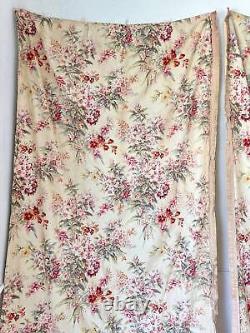 103x55 2 TWO 1930's SET Antique French printed drapes Paul Dumas timeworn aged