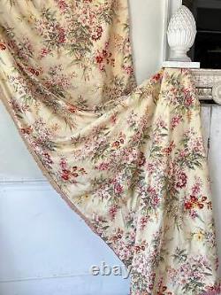 103x55 2 TWO 1930's SET Antique French printed drapes Paul Dumas timeworn aged