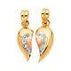 14k Two Tone Gold Cubic Zirconia Heart 2 Piece Pendant Set For Chain