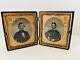 1850s 1/6th Double Daguerreotypes Elegant Young Couple Tinted Union Case Nice