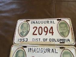1953 Inaugural License Plate Eisenhower Nixon DC RARE SET OF TWO