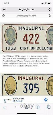 1953 Inaugural License Plate Eisenhower Nixon DC RARE SET OF TWO