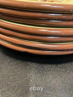 1960's Monterrey Enamel Ware Dinner Set, 7 Plates 7 Bowels And Two Cups