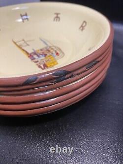 1960's Monterrey Enamel Ware Dinner Set, 7 Plates 7 Bowels And Two Cups