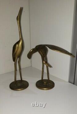 1960s Set of Two Hollywood Regency Asian Style Brass Crane Birds Heron