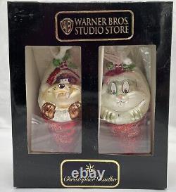 1996 Christopher Radko Warner Bros Studio Bugs and Taz Set of Two Ornaments