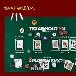 200 Poker Game Texas Hold'em Set Gaming Mat Chips 2 Decks Playing Card With Box