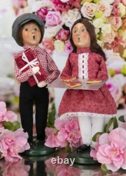 2021 BYERS CHOICE Valentine Couple Boy & Girl Hearts Love Red Cookies Set of TWO