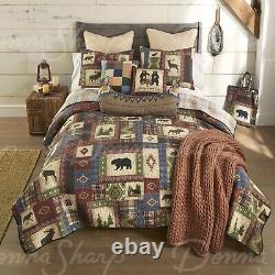 8 PC FOREST GROVE King Quilt Set Rustic Lodge Bear Moose Nature Donna Sharp