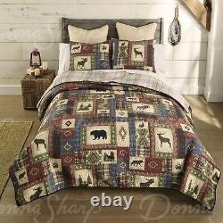 8 PC FOREST GROVE King Quilt Set Rustic Lodge Bear Moose Nature Donna Sharp