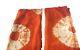 African Bogolan Textile Mud Cloth Orange & White 40 By 60 Set Of Two