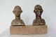 American Folk Art 19th Century African Dodger, Set Of Two Heads, A Man And Woman