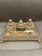 Antique Inkstand Inkwells Desk Set Ornate Filigree With Two Pen's