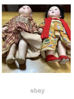 Antique Japanese ichimatsu doll A set of two baby dolls Little Japanese doll mk