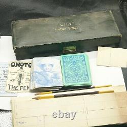 Antique Lily Auction Bridge Card Game Set Complete Card Decks Two