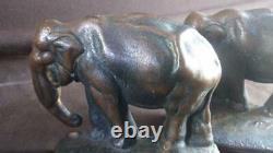 Antique Old Pair of Two 2 Figural Cast Iron Bookends Set Elephant Elephants Nice