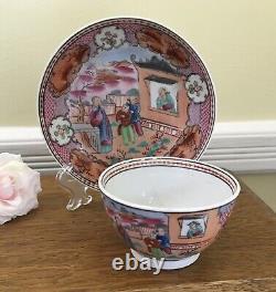 Antique Porcelain Tea Bowl & Saucer New Hall c. 1795 Boy in the Window #425