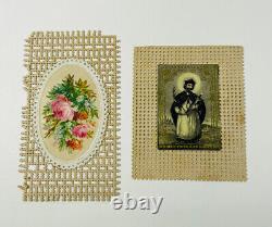 Antique Set of Two 2 Prayer Cards Catholic Religious Collectible Paper Lace 1