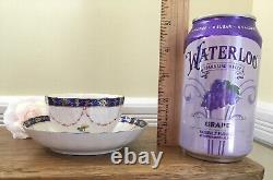 Antique c. 1778 Crown Derby Tea Bowl & Saucer Handpainted Floral with Cobalt Trim