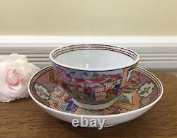 Antique c. 1795 Porcelain Tea Bowl & Saucer New Hall Boy in the Window Pat. 425