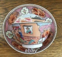 Antique c. 1795 Porcelain Tea Bowl & Saucer New Hall Boy in the Window Pat. 425