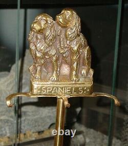 Antique original European Complete Fireplace Brass Tool Set Two Spaniels Motif
