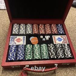 Aspinal of London 15 Full Poker Set In a Stunning Red Lockable Leather Case