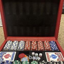 Aspinal of London 15 Full Poker Set In a Stunning Red Lockable Leather Case