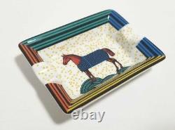 Authentic Hermes Ashtray Horse Pattern Two Set Small Tray Small