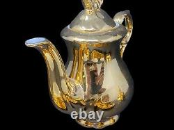 Bavaria Golden Tea for Two Set Sugar Bowl w Lid & Creamer Espresso Cups Teapot