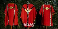 Beautiful red mass set with two stoles vestment cope ciborium chalice