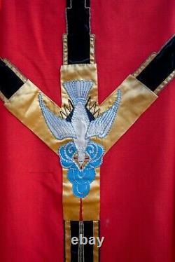 Beautiful red mass set with two stoles vestment cope ciborium chalice