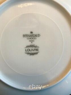 Bernardaud, Louvre, Limoges, Two Sets Jumbo Cups & Saucers, Embossed, Leaves