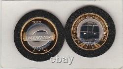 Boxed 2013 Standard Silver Proof London Underground £2 Two Coin Set + Cert