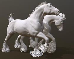Breyer resin Model Horse Shire Horse Pair Pull Mares Set Of Two- White Resin SM