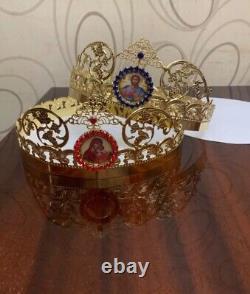 Byzantine Orthodox christian pair wedding crowns set of two orthodox church