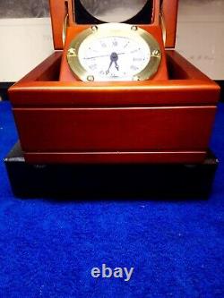 Captains Clock Quartz Movement Solid Mahogany Box with Brass Accent. Set of two