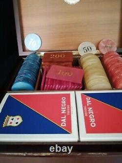 Carte Dal Negro Poker Gambling Plaque Set in Original Wooden Box-Made in Italy