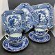 Ching-te-chen Blue&white China. Tea Set For Two. 3 Plates, 2 Saucers And 2 Cups