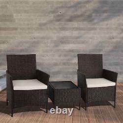 Coffee Set Table Two Chairs Brown Patio Balcony Garden Furniture Outdoor Ascot