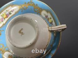 Continental Heavily Gilded & Hand Painted Flowers Cup & Saucer (handle A/F)