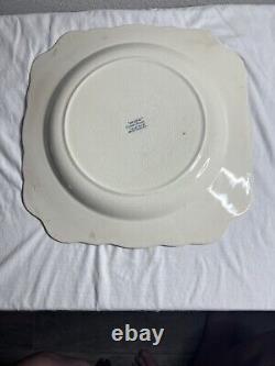 Crown Ducal Bristol Blue White Scalloped 11 SQUARE Platter