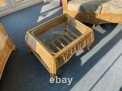 Daro Cane / Rattan Conservatory 3 Pce Set Table & 2 Two Seaters Collection Only