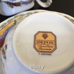 Depos Porcelain T. Limoges Tea For Two Set Tea Pot Cabbage Roses Cottagecore