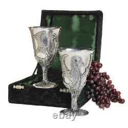 Design Toscano Dragon Pewter Goblets Set of Two with Gift Box