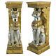 Design Toscano Egyptian Cat Goddess Bastet Pedestal Statue Set Of Two