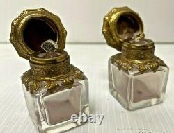 Elegant Box For Napoleon III Perfume Two Bottles Set French 19th Golden Metal