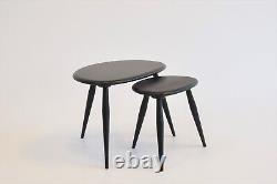 Ercol Collection Pebble Nest of Two Tables in BLACK W49cm D34cm RRP £620