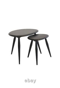 Ercol Collection Pebble Nest of Two Tables in Black W49cm D34cm RRP £620